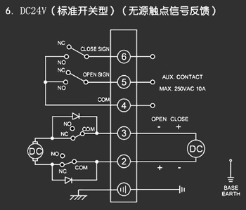 ＤＣ24Ｖ標(biāo)準(zhǔn)開關(guān)型<a href='http://mybalin.cn/Product/diefa/diandongdiefa/' target='_blank'>電動(dòng)<a href='http://mybalin.cn/Product/diefa/' target='_blank'>蝶閥</a></a>接線圖